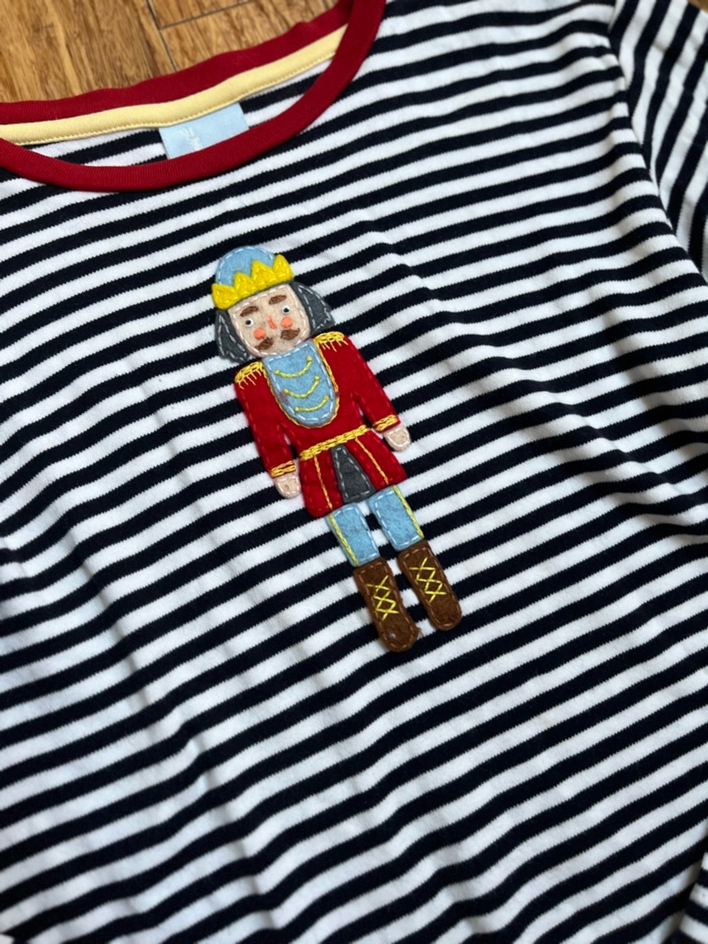 Bella Bliss nutcracker Navy Stripe long sleeve shirt size 6